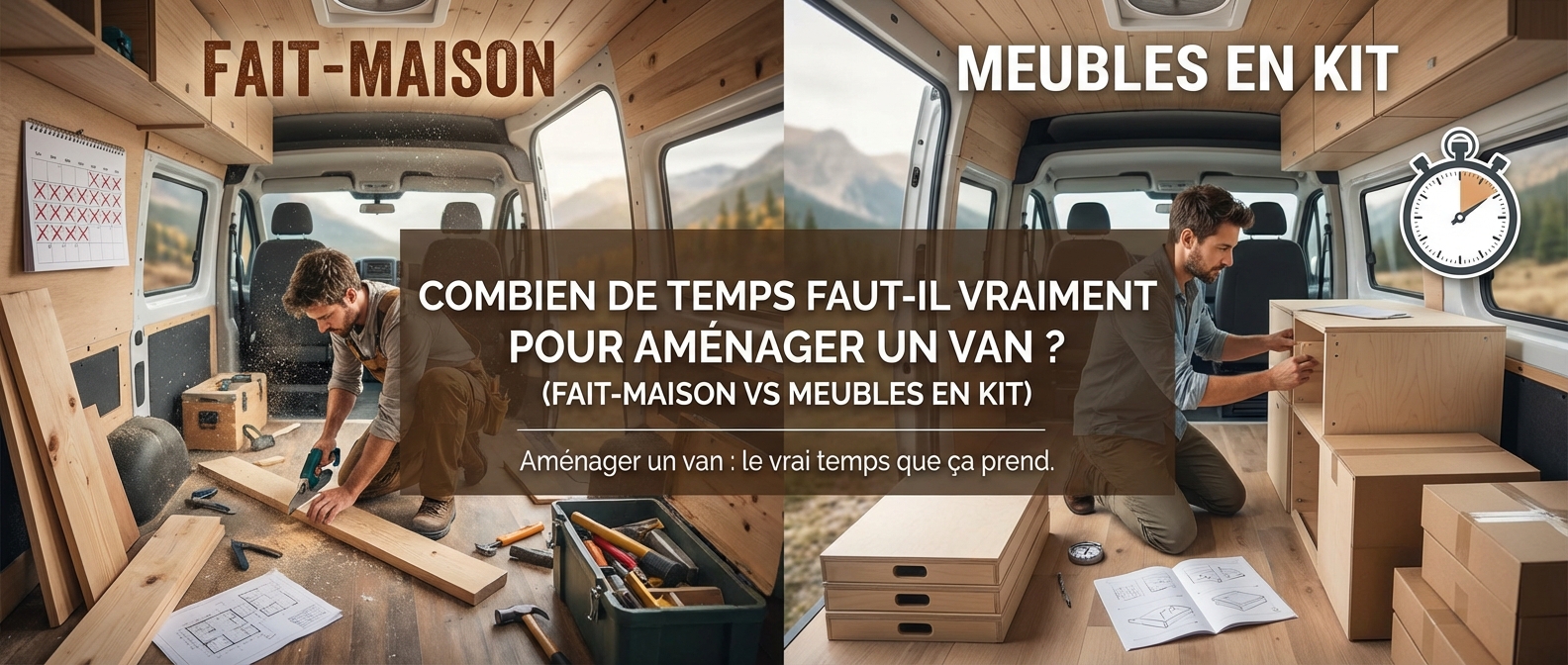 Combien de temps faut-il vraiment pour aménager un van ? (Fait-maison vs Meubles en kit)