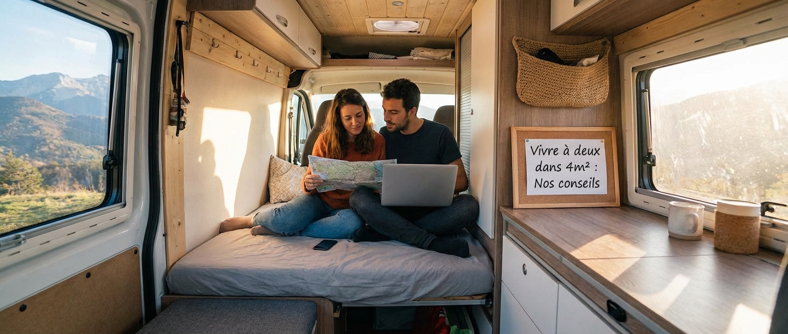 Vivre à deux dans 4m² : Mes conseils pour que le road-trip romantique ne finisse pas en drame.